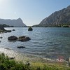 Great view from my camping site over one of the biggest Kulikalon Lakes. The Fan Mountains area is dotted with spectacularly situated lakes. The largest lake, Iskander Kul, is supposed to have been visited by Alexander the Great (Iskander is the Arabic rendering of 'Alexander').